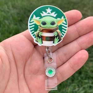 Star Wars Yoda Mandalorian Starbucks Retractable Badge Holder